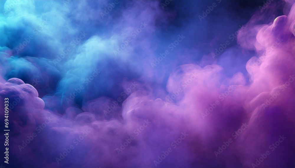 Wall mural abstract clouds of misty colorful smoke texture 3d background realistic purple and blue fog colored  - Wall murals