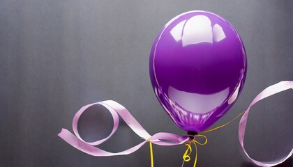 purple balloon on a curly ribbon