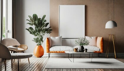 Fototapeta na wymiar home mockup minimalist decorated interior background 3d render