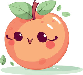 cute apple in kawaii style. vector illustration
