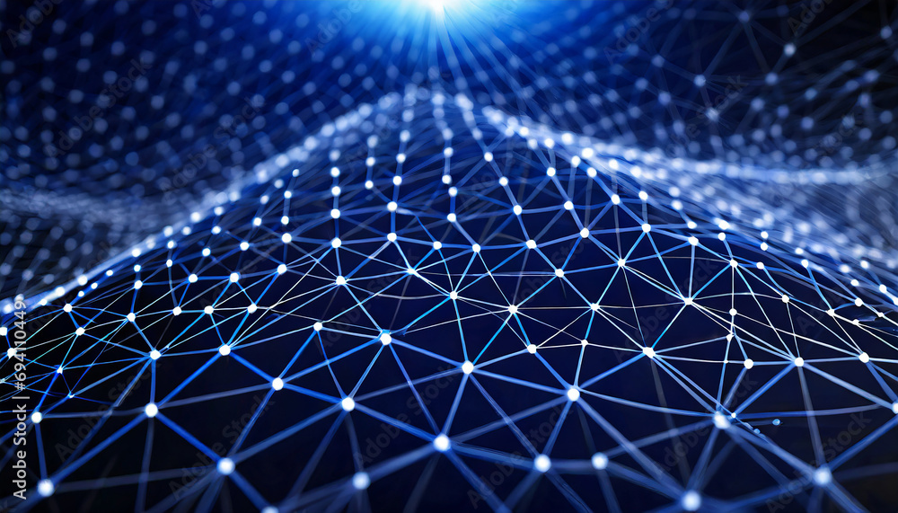Poster abstract dark blue background. network connection structure. grid.