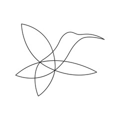 Continuous line drawing of hummingbird Icon symbol Design Symbol Template Flat Style Vector