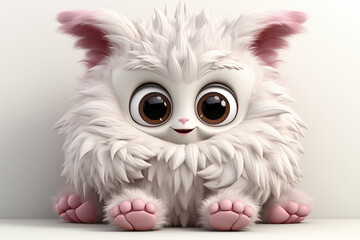 3d cute furry monster,3d cartoon character