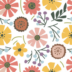nature background of colorful flowers pattern vector template