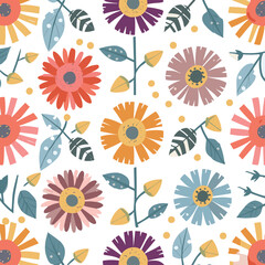 nature background of colorful flowers pattern vector template