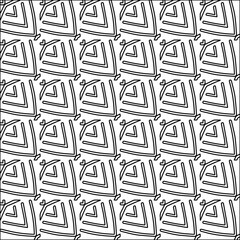 Figures from lines.Black pattern on white wallpaper for web page, textures, card, poster, fabric, textile packaging or napkins. Abstract wallpaper. Repeating background image. White texture.