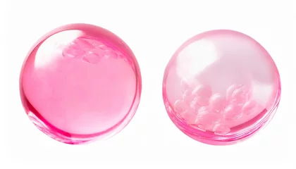 Fotobehang Pink bubble isolated on white background with clipping path. Collagen serum transparent droplet for cosmetic, beauty and spa concept. © Donald