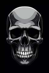 angry zombie skull black and white scary halloween skeleton design