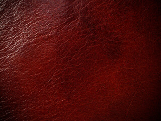Texture of leather surfaces of buffalo leather material for sewing bags and clothes in red