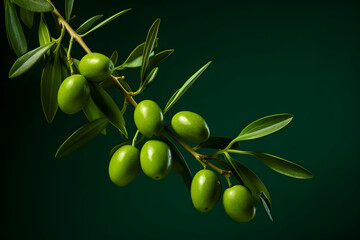 green olives on branch. 
