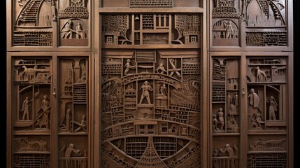 An artfully carved Passover door, its intricate patterns telling stories of faith and perseverance