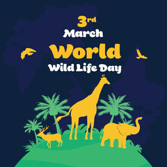 flat design world Wildlife Day vector template