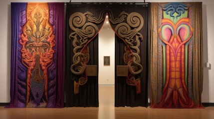 A doorway embellished with woven Passover tapestries, each thread a testament to cultural richness