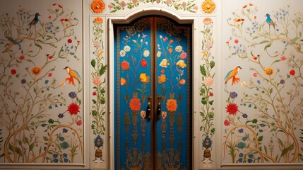 A door adorned with intricate Passover embroidery, a celebration of artistry and cultural legacy