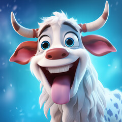 Cute and funny baby bull avatar. Smiling baby cow character. Funny baby bull mugshot. Cow icon.