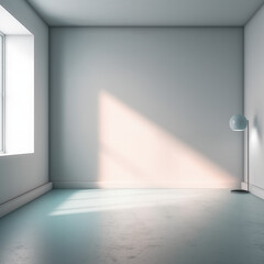 Empty Minimalistic and Serene Room with a Modern Floor Lamp Large window and significant amount of natural light AI Generated