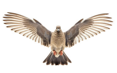 Spread Wings Beauty Mourning Dove Isolated on Transparent Background PNG.