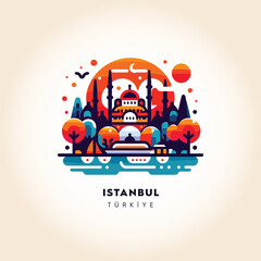 Istanbul Skyline: Colorful Abstract Vector Illustration