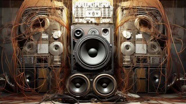 collection of vintage and retro speakers and audio soundsystems