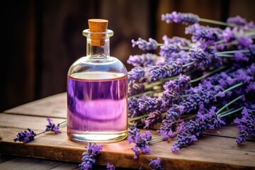Obraz na płótnie Canvas Bottle with oil and lavender