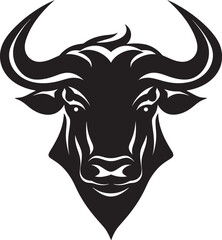 RampantRage Sleek Bull Head Logo HornCraft Dynamic Vectorized Bull Head Icon