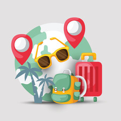 Flat background for vacation. Vector illustration