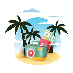 Hand drawn travel background. Travel illustration design