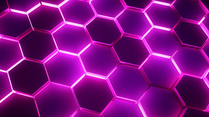 A backdrop radiating vibrant neon pink hexagons, crafting an abstract and stylish geometric pattern for a trendy visual setting.
