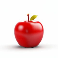 Red apple illustration. Realistic 3d fruit isolated on white background.