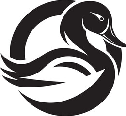 Fototapeta premium WaddleMark Elegant Duck Vector Logo FeatheredFloatGraffix Dynamic Duck Symbolization