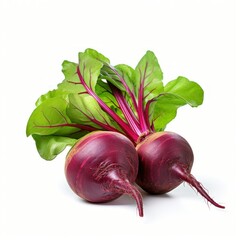 beetroot with green leaves isolated on white background