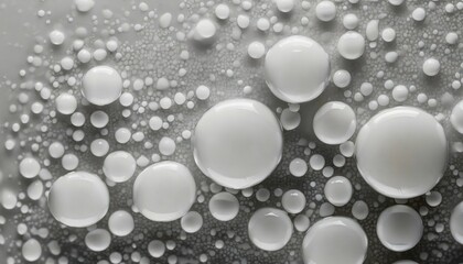 close up of white drops liquid bubbles molecules