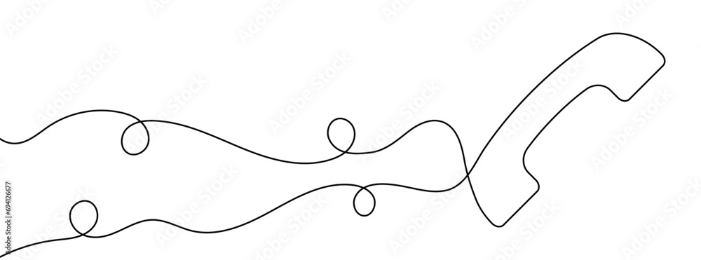Canvas Prints continuous editable line drawing of handset. single line sun hat icon.