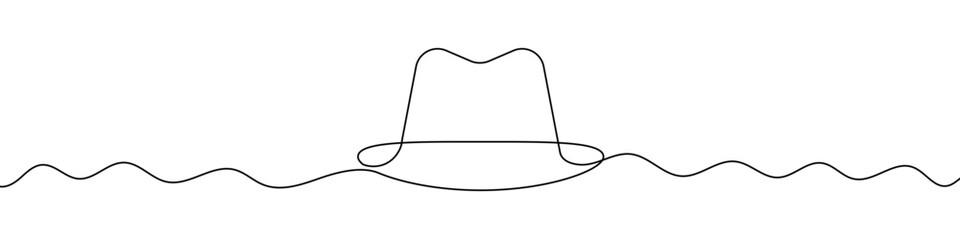 Continuous editable line drawing of hat. Single line hat icon.