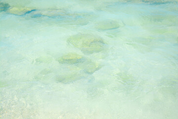 Clean and clear light blue water of Caribbean sea. 