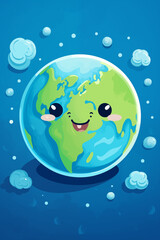 cute Illustration of the planet earth struggling because of climate change