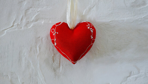 valentine card, background, red heart on white wall abstract image