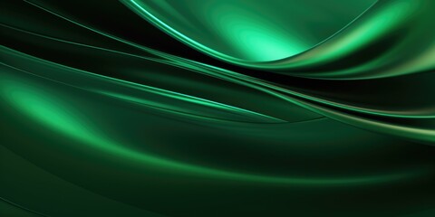 Abstract wavy liquid and silky pattern in green Patricks Day colors, monochrome background. Copy space.
