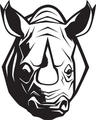 Mighty Horns Rhino Logo Design Solid Stance Iconic Rhino Vector