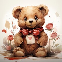 Brauner Teddybär zu Valentinestag, made by Ai