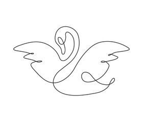 Continuous line drawing of swan bird Icon symbol Design Symbol Template Flat Style Vector