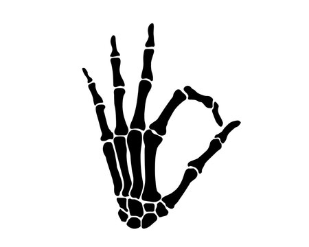 Skeleton hand - okey gesture, ok fingers, vector