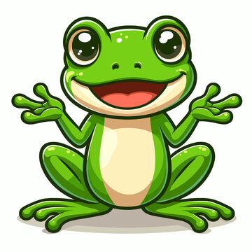 Green frog cartoon character. Vector clip art illustration with simple gradients. All in a single layer. Generative AI