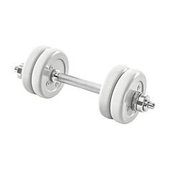 White dumbell isolated on transparent background, cut out, png