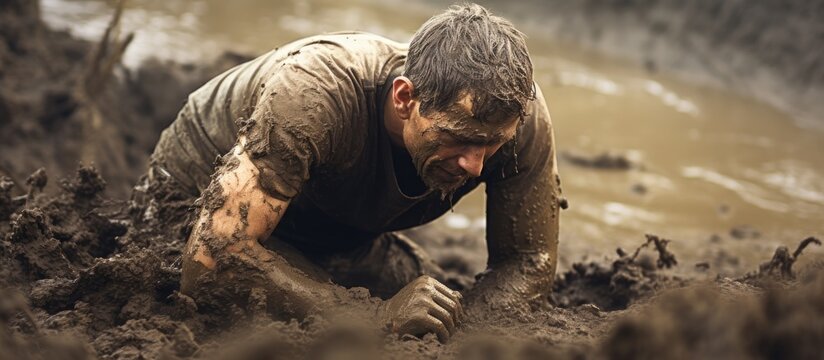 A man toiling in the mud.