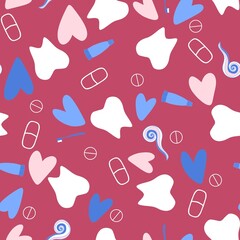 Medicine cartoon teeth seamless health dentist pattern for kids and doctors accessories and fabrics