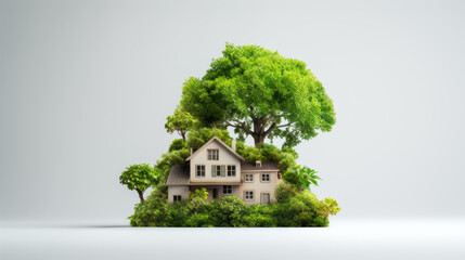 House shaped green tree as real estate concept