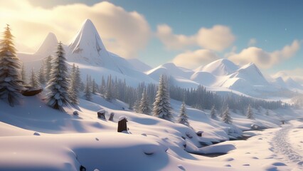 cartoon snow sking cinematic wallpaper