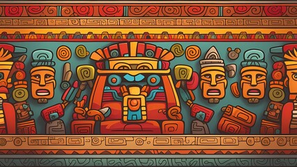 Obraz premium Cartoon Aztec