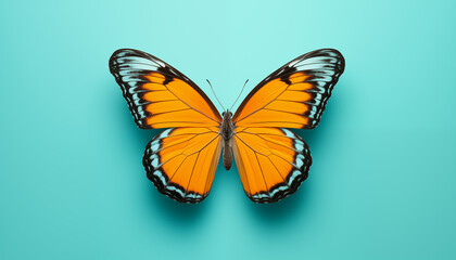 orange butterfly on a turquoise background